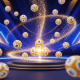 Dynamic photorealistic rendering of glowing 4D lottery balls forming a winning number, set against a luxurious digital backdrop, representing the excitement of Magnum 4D.