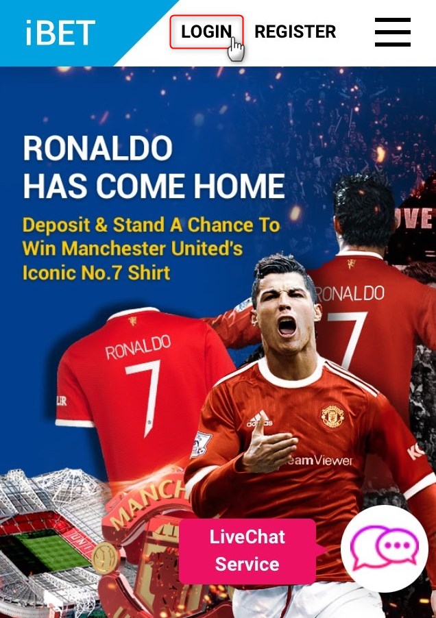 Enter ibet8my.app on your mobile’s browser and select ‘Login’ from the main menu.