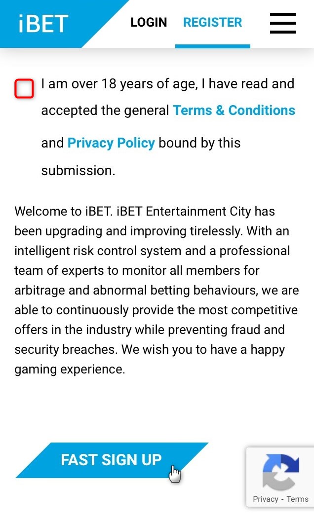 Once completed, select ‘Fast Sign Up’.