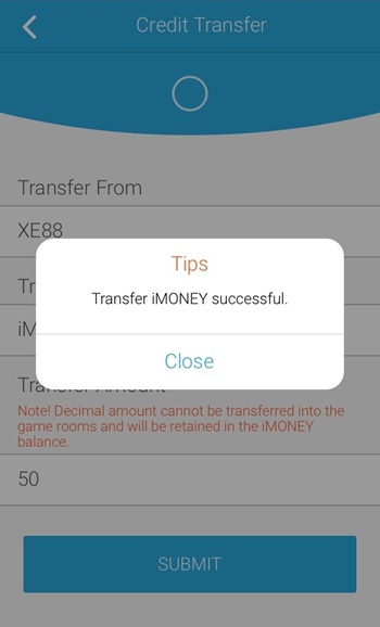 You will be notified upon a successful transfer.