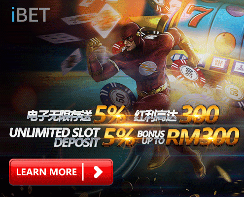 iBET Promotion - 5% Unlimited Slot Deposit Bonus Up to RM300