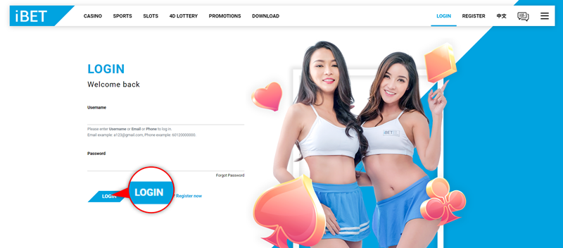 login iBET wuth username email phone