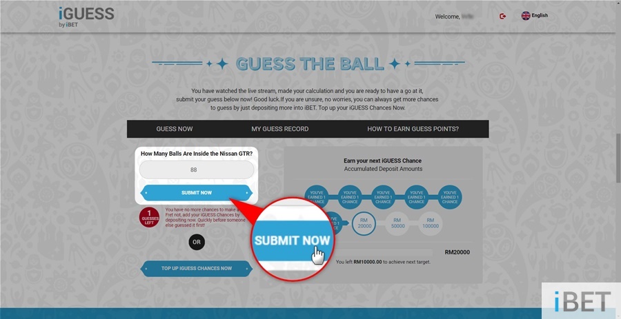 How to join iGUESS, the ball guessing event. Win Nissan R35 GT-R home!