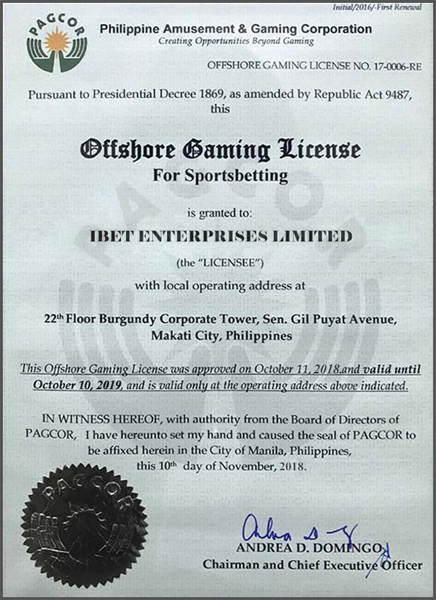 i8 (iBET) Betting Licence