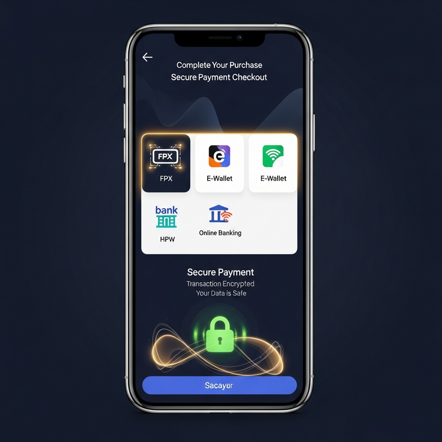 Visualizes the enhanced security and diverse payment methods available for online Magnum 4D purchases, highlighting trust and convenience.