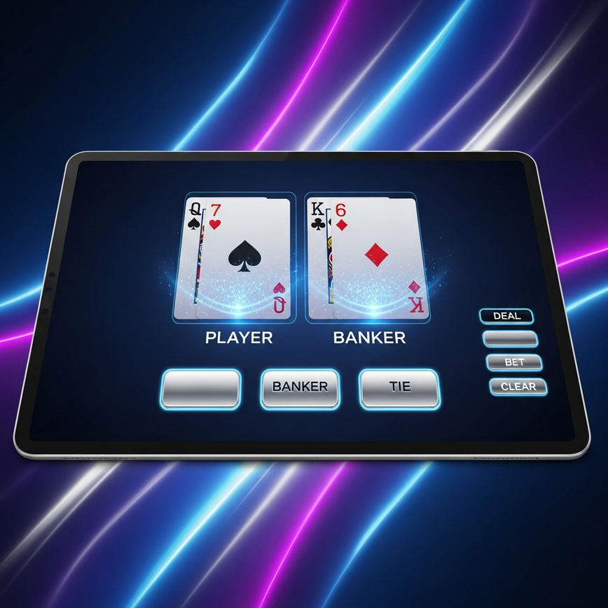 Depicts the 'Speed and Convenience' of RNG Baccarat, showcasing its digital interface and fast-paced gameplay on a mobile device.