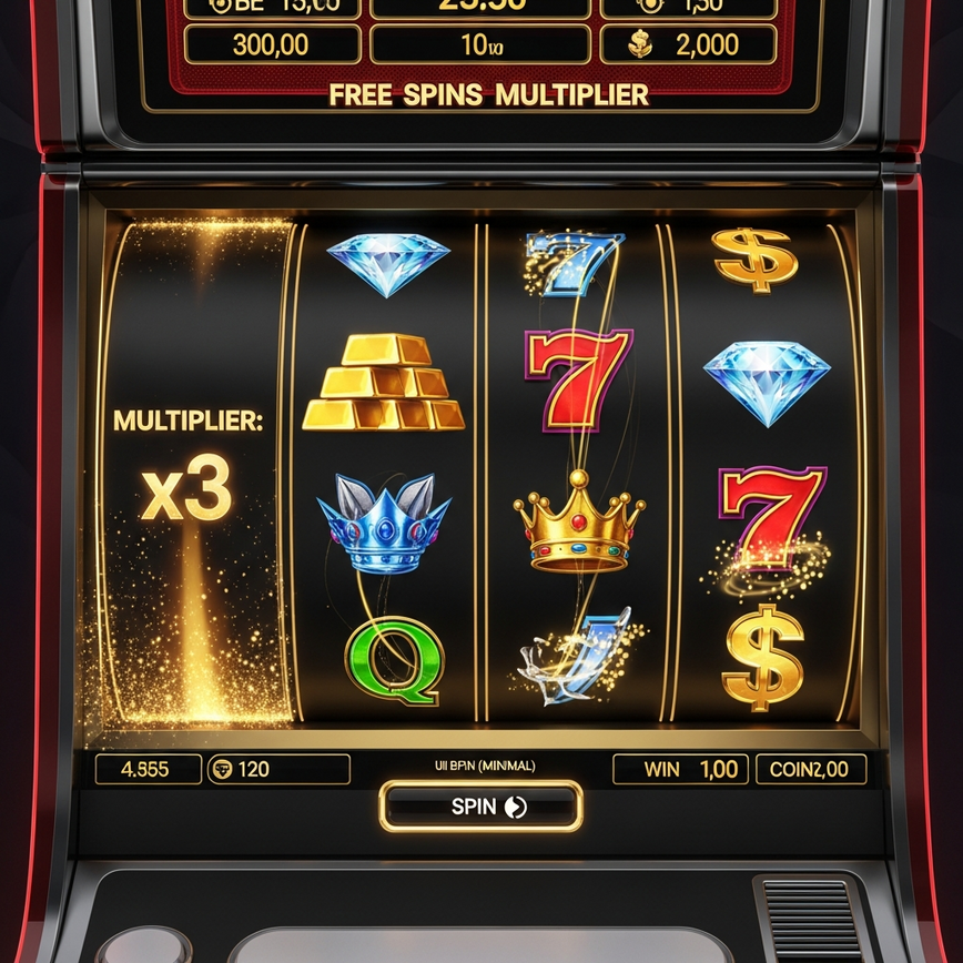 Depicts the concept of a progressive multiplier within a free spins bonus round, showing increasing win potential.