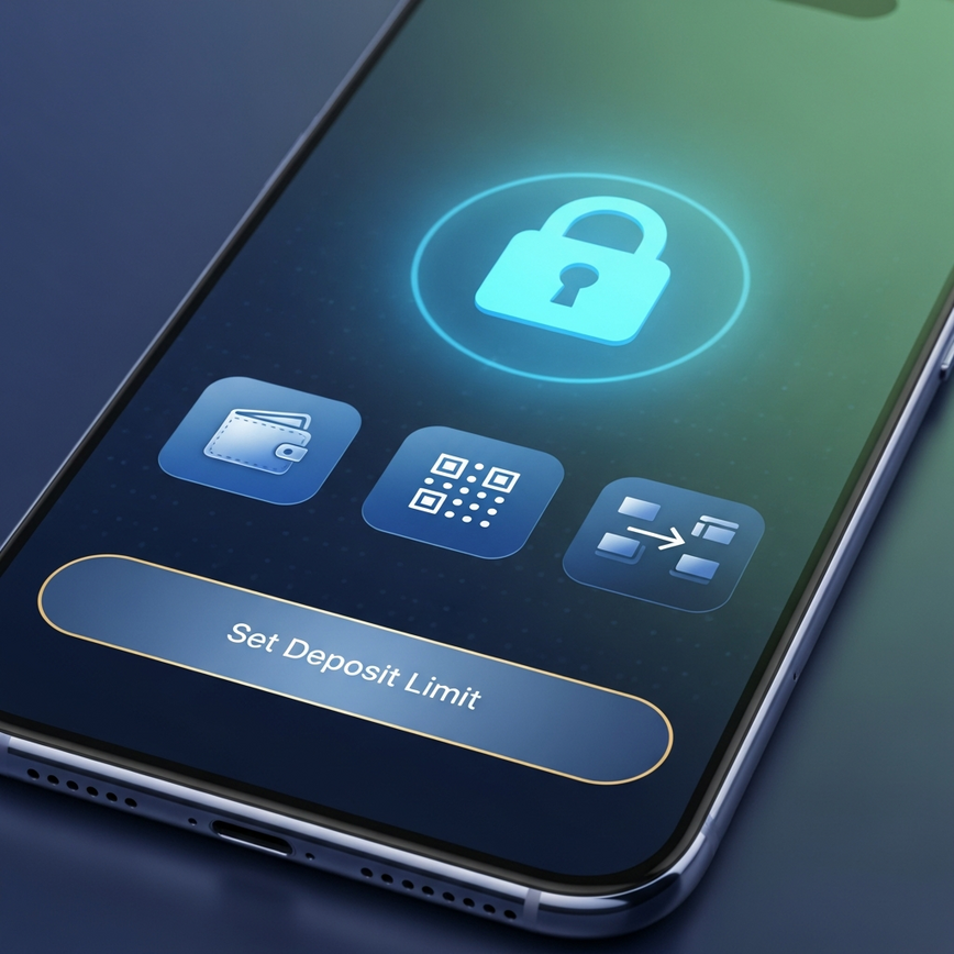 Depicts secure online banking integration and responsible gaming safeguards for deposits, highlighting Malaysian payment methods.