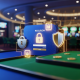 A modern online casino interface featuring security symbols like a padlock and shield, representing legal and safe online gambling in Malaysia.