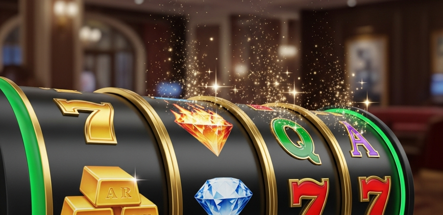 Modern online slot machine interface displaying spinning reels with winning symbols and a digital timer in the corner, symbolizing effective time management for responsible slot gaming.