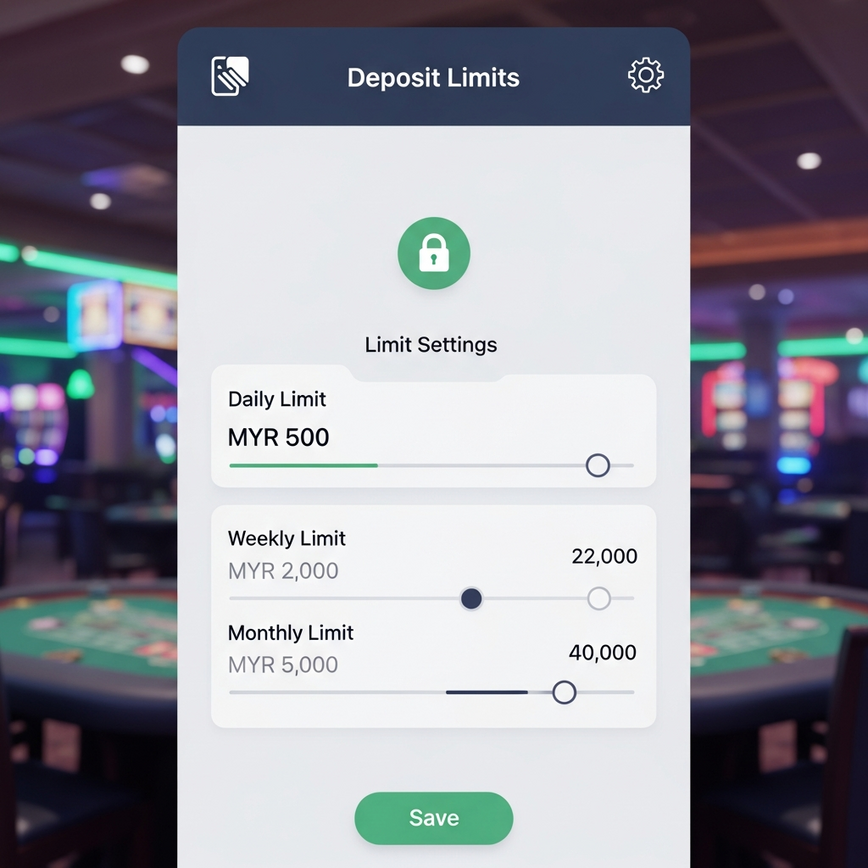 Illustrates the 'Setting Deposit Limits' section, showing a user-friendly interface for configuring financial boundaries.
