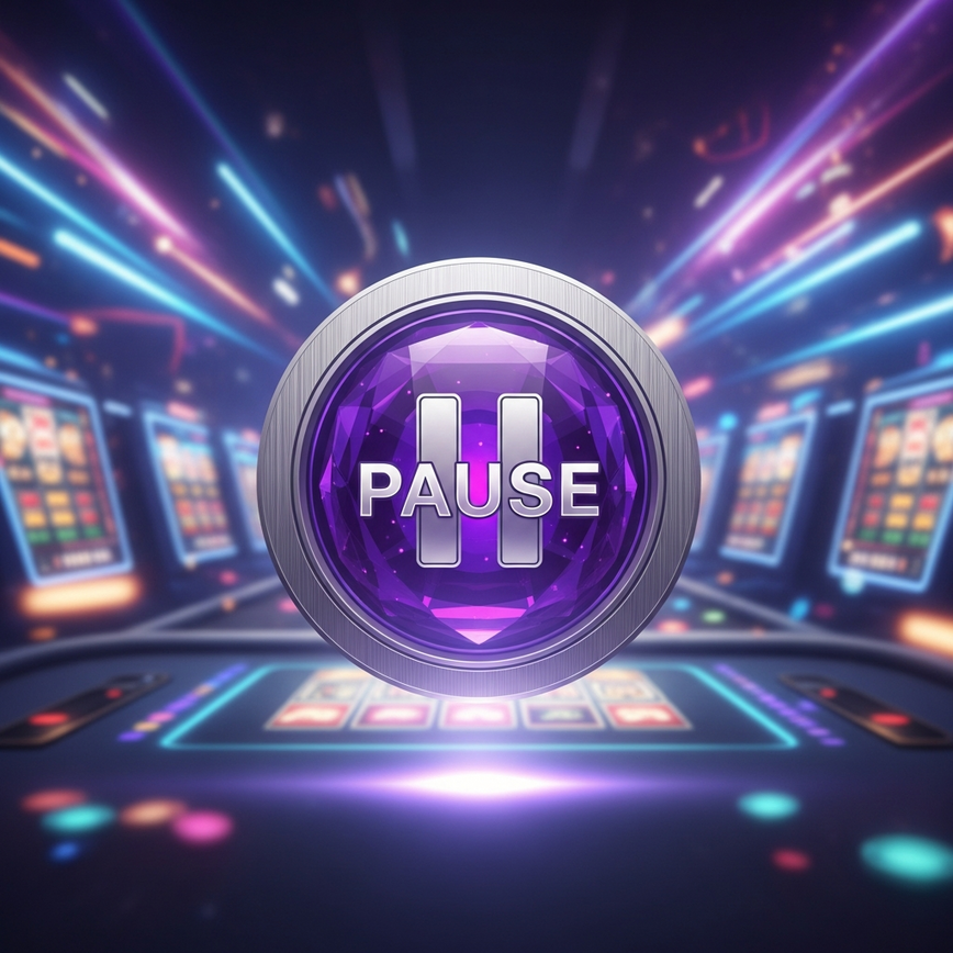 Visualizes the 'Self-Exclusion Options' or 'Time Management Tools' to convey the ability to pause or take a break from gaming.