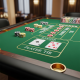 Elegant online baccarat table interface with playing cards dealt for Player and Banker hands, virtual casino chips on the betting areas, set in a premium digital casino environment, illustrating a beginner's guide to baccarat.
