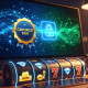 Sleek online casino interface displaying a 'Certified Fair' seal and digital padlock, with abstract data streams representing RNG, symbolizing trust and security in gaming.