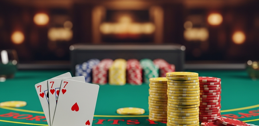 Close-up of a live blackjack table showing a winning 'Perfect Pair' of two 7s of Hearts, with casino chips placed on the main and side bet circles, highlighting the Perfect Pairs side bet.
