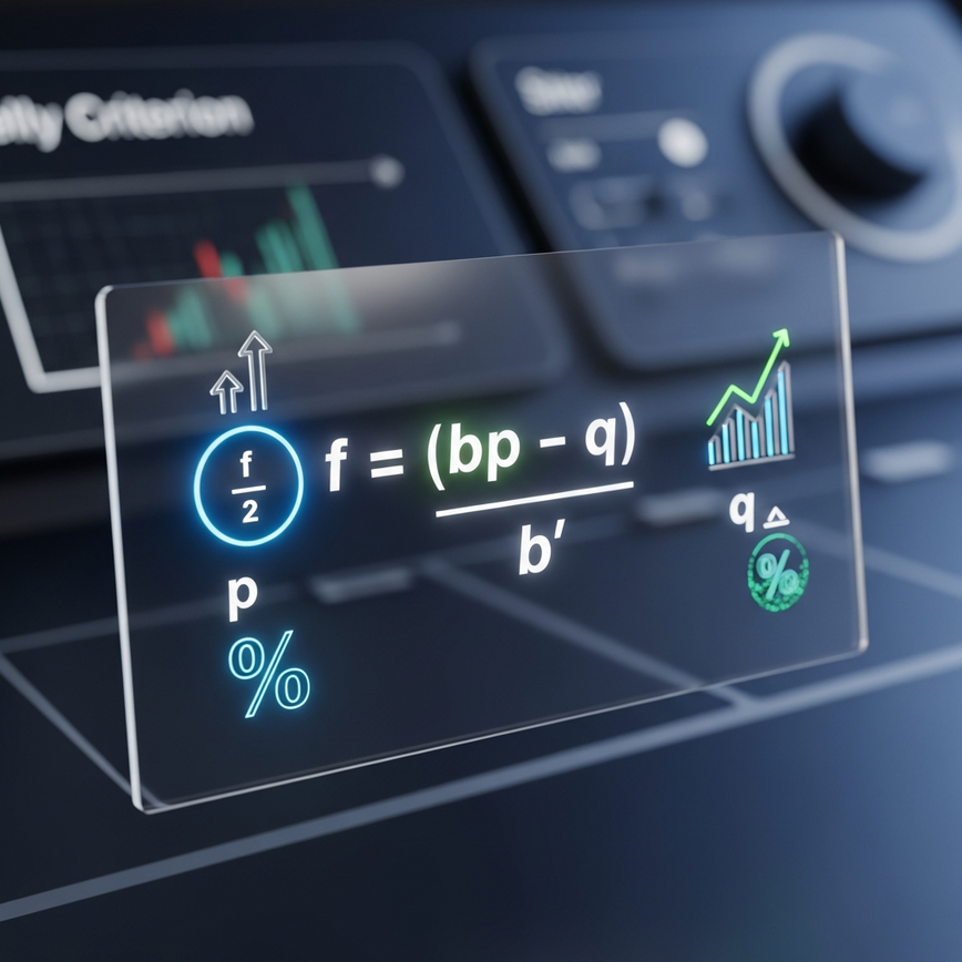 To visually explain the Kelly Criterion formula and its individual variables, making the core mathematical concept more accessible and understandable.