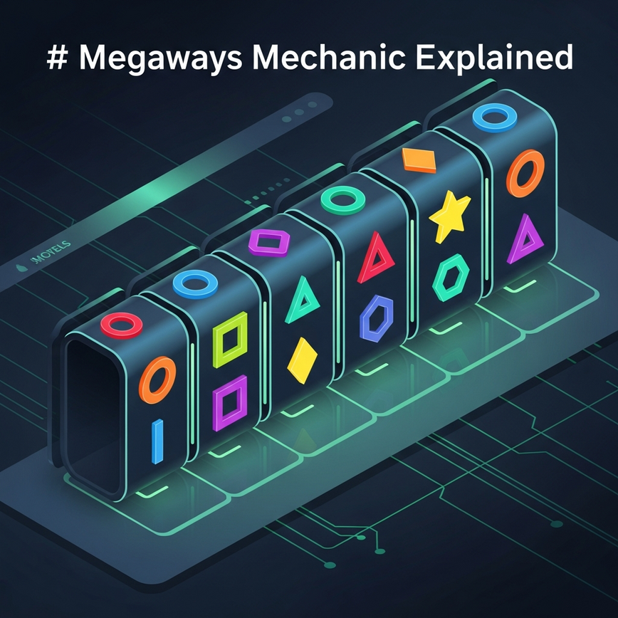 图解Megaways核心机制：每个转轴上的符号数量如何变化，以及“获胜方式”是如何计算的。
