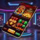 A modern mobile online casino interface displaying popular slot games in Malaysia, including Asian-themed, classic 777, and progressive jackpot slots, set against a luxurious digital backdrop.