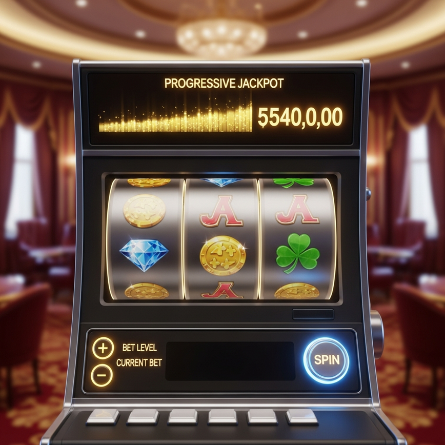 展示了累积奖池老虎机的概念,强调不断增长的奖池和赢得巨额奖金的兴奋感。