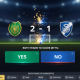 Vibrant digital interface of an online sports betting platform showcasing 'Both Teams to Score' options for a football match, with dynamic score graphics and a virtual stadium background.