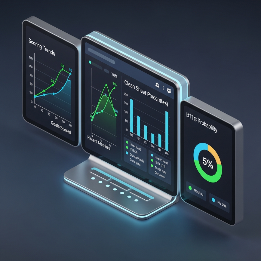 展示了BTTS投注中涉及的数据分析和战略决策,特别针对‘BTTS成功的关键指标’和‘BTTS投注策略框架’。