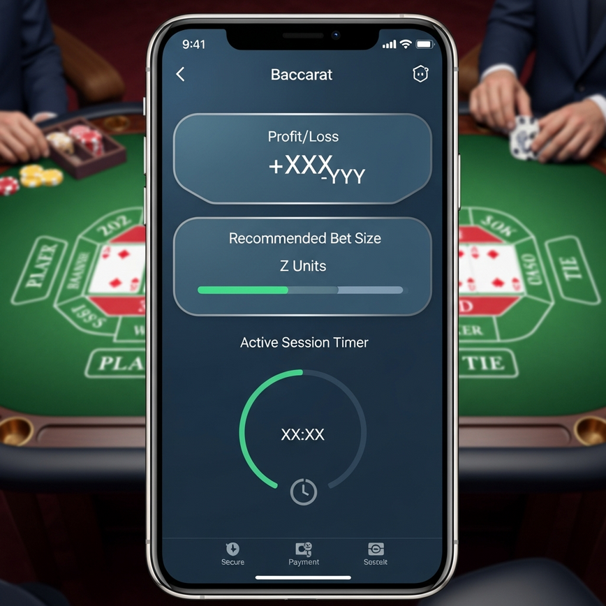 Showcases a mobile online casino interface with responsible gaming and bankroll management features, highlighting technology-assisted mistake prevention.
