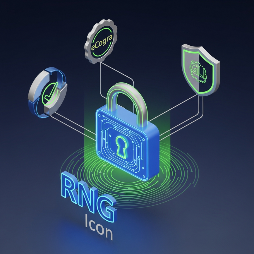 Illustrates the importance of licensing, certification, and fair play in online slot providers, emphasizing security and trustworthiness through digital symbols.