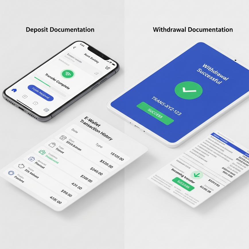 Illustrates the essential records players should maintain for both deposits and withdrawals, emphasizing digital proof.