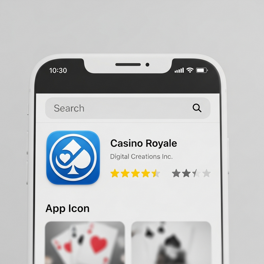 Illustrates the process of downloading a casino app from an official app store and reviewing necessary permissions on a mobile device.