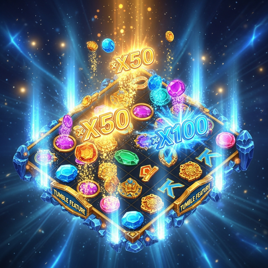 Illustrates the innovative bonus features like Tumble, Multipliers, and Free Spins, drawing inspiration from popular Pragmatic Play titles like Sweet Bonanza and Gates of Olympus.