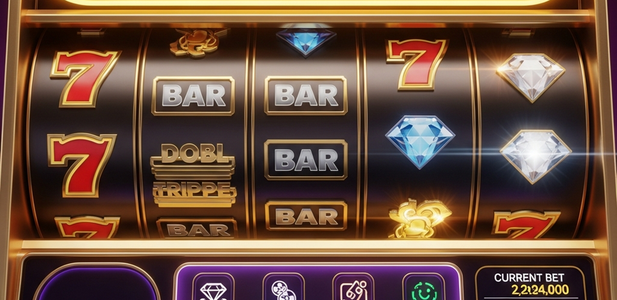 Vibrant progressive jackpot slot machine interface showing spinning reels with winning symbols and a large, glowing jackpot display, representing Microgaming classics on a premium online casino platform.