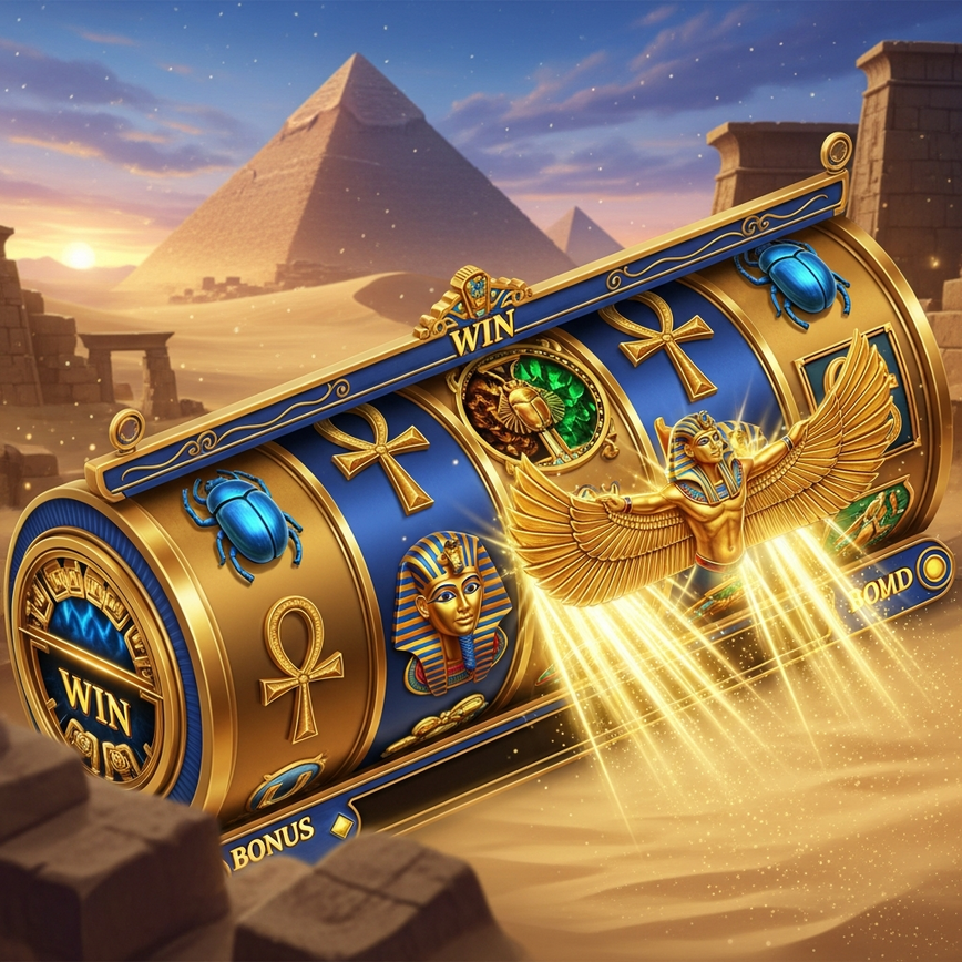 Illustrates the 'Ancient Egypt: The Eternal Slot Theme' section, highlighting iconic symbols and the classic appeal of these games.