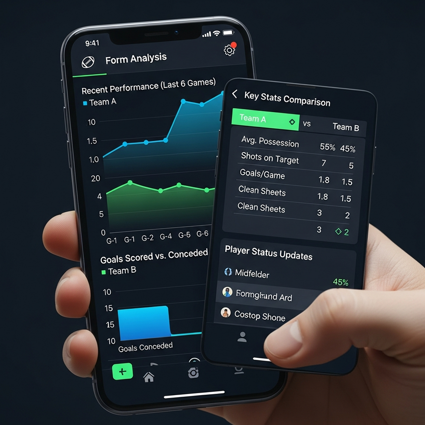 Depicts the use of technology and mobile applications for conducting form analysis, highlighting convenience and accessibility for bettors.