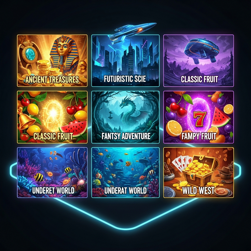 展示了在线赌场平台上多样化的累积头奖老虎机游戏选择，强调了游戏的多样性和赢取大奖的潜力，以帮助玩家选择游戏。