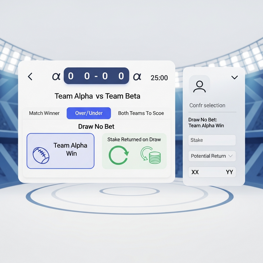 通过实际例子说明平局退款的运作方式，在投注界面上显示简化的结果。