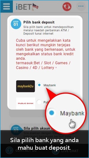 iBET Panduan Permulaan – Bagaimana Buat Deposit Melalui Telefon Bimbit
