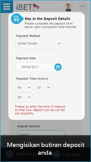 iBET Panduan Permulaan – Bagaimana Buat Deposit Melalui Telefon Bimbit