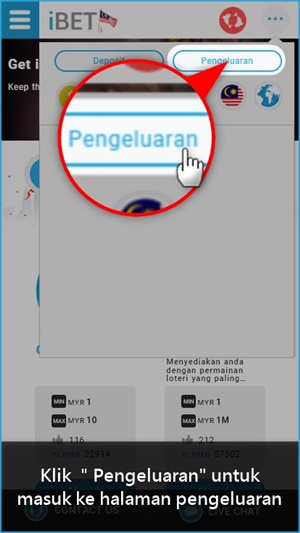 iBET Panduan Permulaan – Bagaimana Buat Pengeluaran Melalui Telefon Bimbit