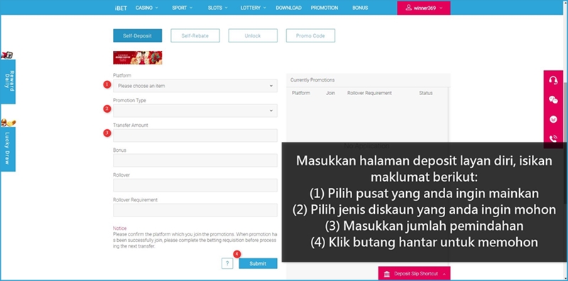 PANDUAN PERMULAAN IBET – DEPOSIT LAYAN DIRI