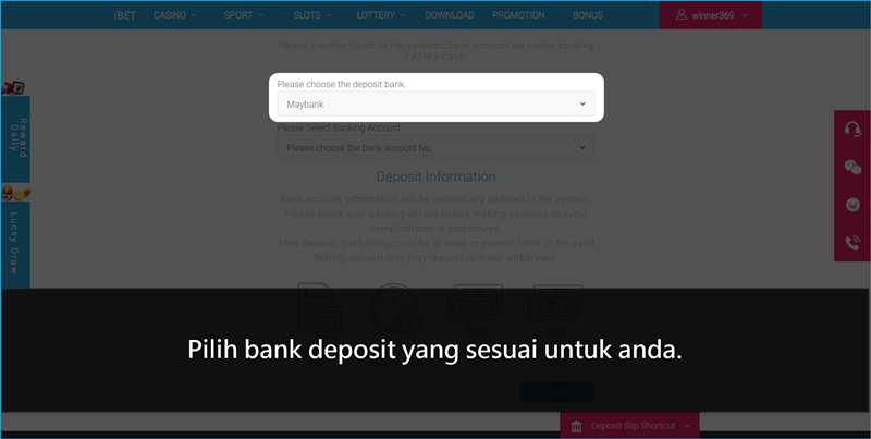 iBET Beginner’s Guide – How to make bank depositM3