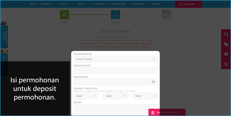 iBET Beginner’s Guide – How to make bank depositM6