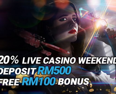 iBET Promotion - 20% Live Casino Weekend Deposit RM500 free RM100 Bonus